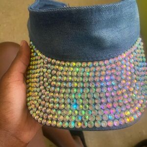 Denim Visor with Rhinestones